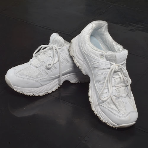Athletic shoes for use on top of Click together Tile