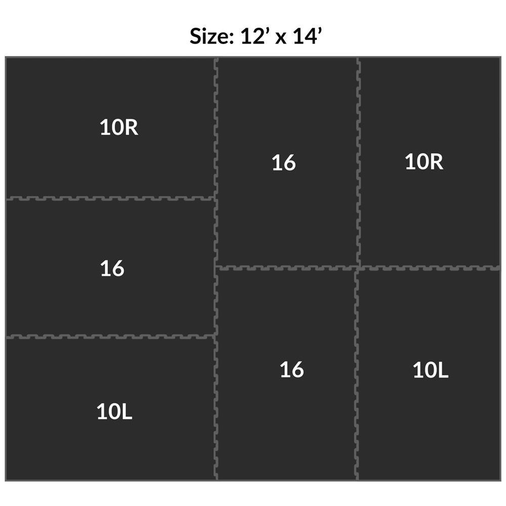 Sundance Horse Stall Mat Kit 12x14 Ft x 3/4 In Black diagram