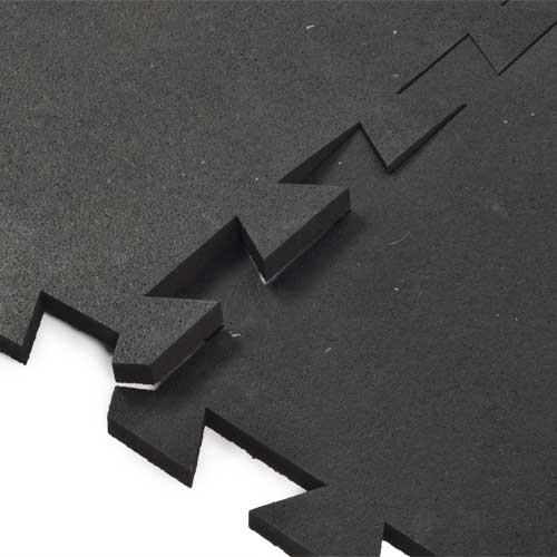 Geneva Rubber Tile 1/2 Inch Black interlocking.