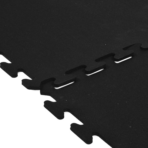 Interlocking Rubber Tile 2x2 Ft x 3/8 Inch Black close interlocks.