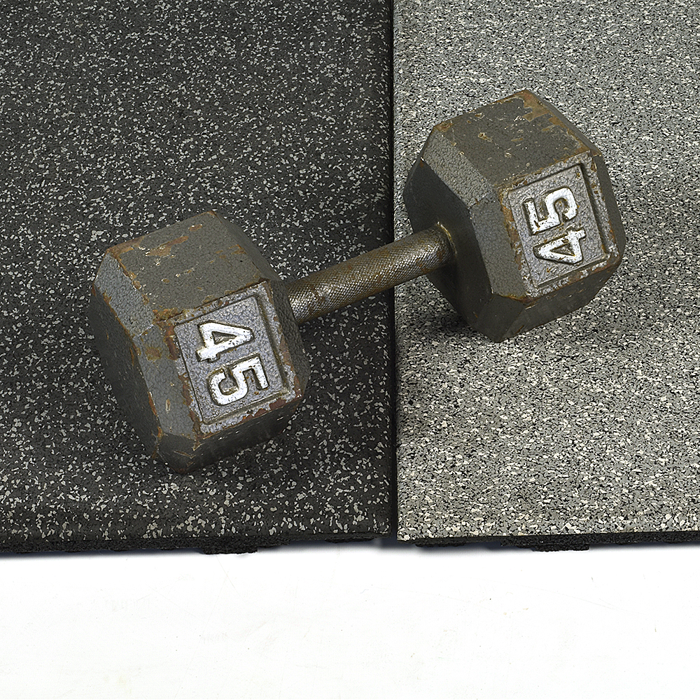 UltraTile Premium Rubber Gym Flooring Weights Floor Tiles with Dumbbell