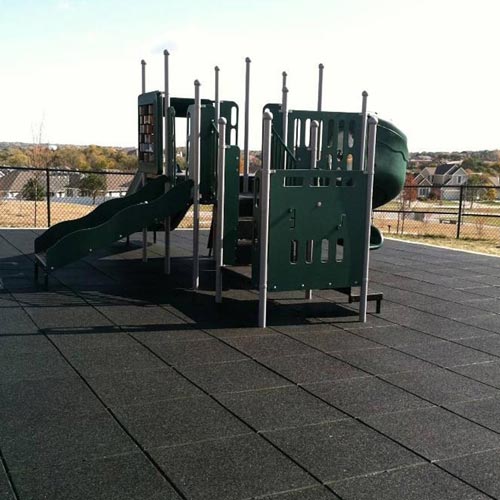 Playground Flooring Blue Sky 2ft x 2ft x 2.75in 50/50 EPDM showing black tile playground.