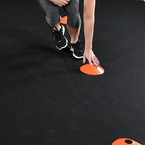 Plyometric Rolled Rubber 3/8 Inch with agility cones