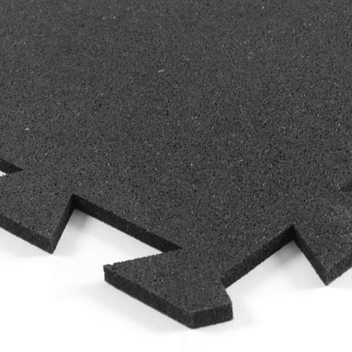 Rubber Utility Tile 3x3 ft x 8 mm Black corner of tile.