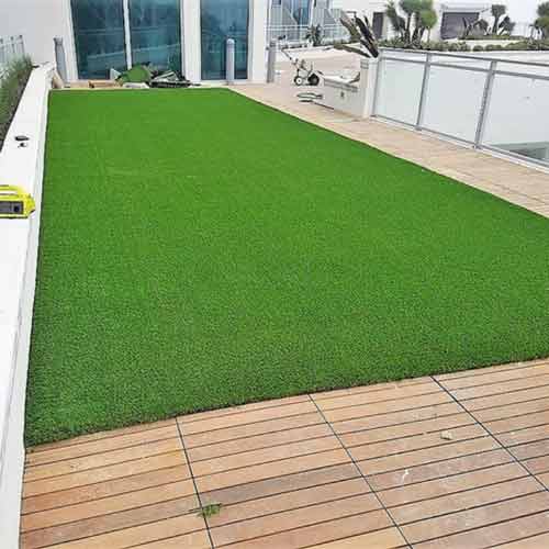 artificial turf on rooftop deck in small section