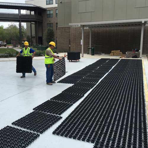 Roof Open Drainage Tile systems installing.