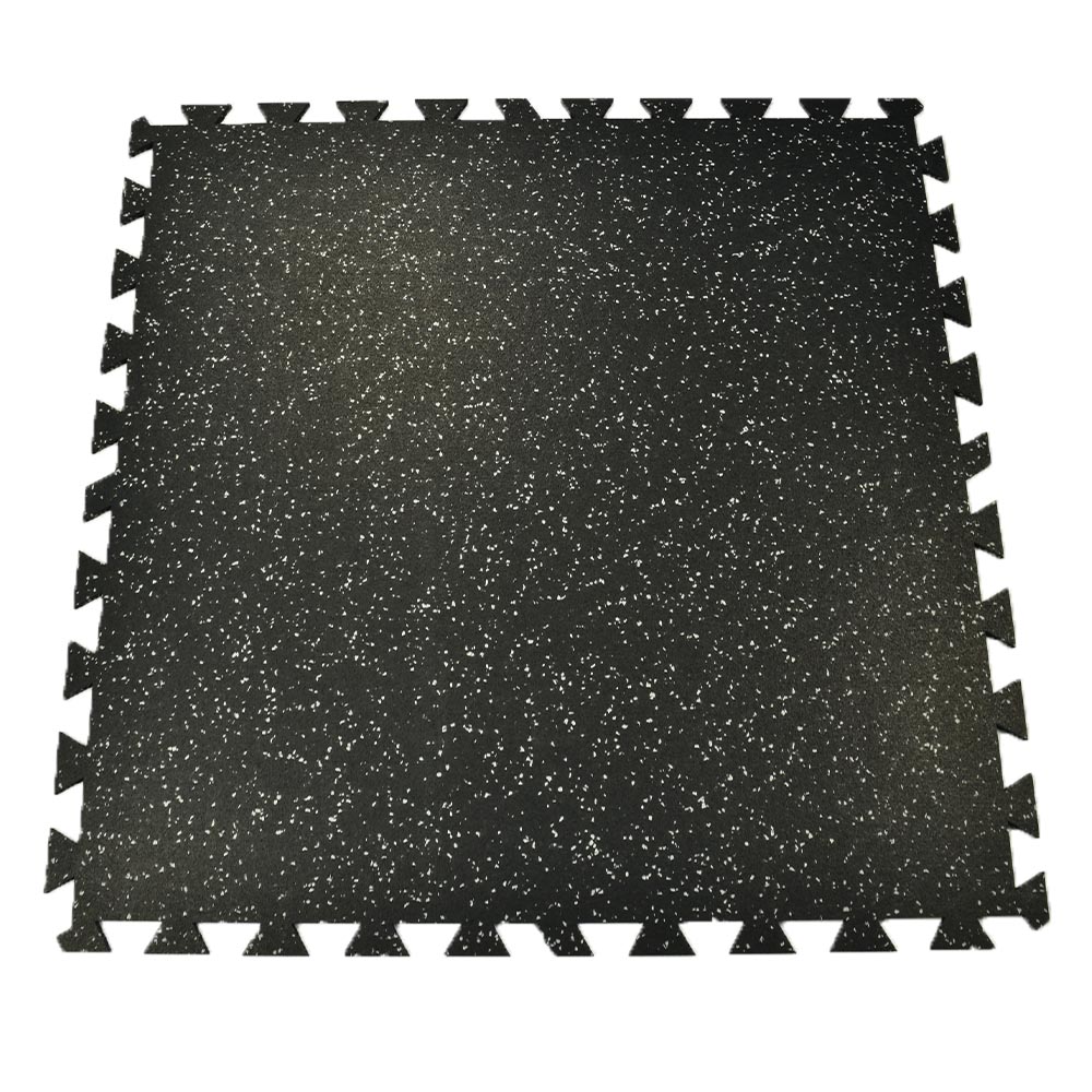 Interlocking Geneva Rubber Tile with Borders 10% Color 3/8 Inch x 35x35 Inch Full Tile in Gray