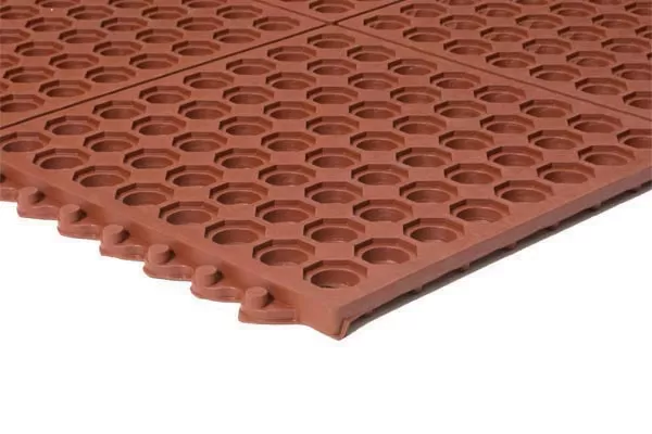Red perforated rubber anti fatigue mat