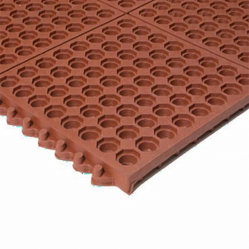 Red perforated rubber anti fatigue mat