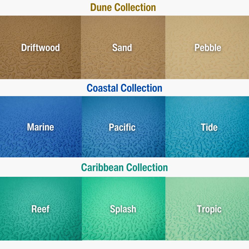 AquaTile Aquatic Flooring 3/8 Inch x 2x2 Ft. all color swatches