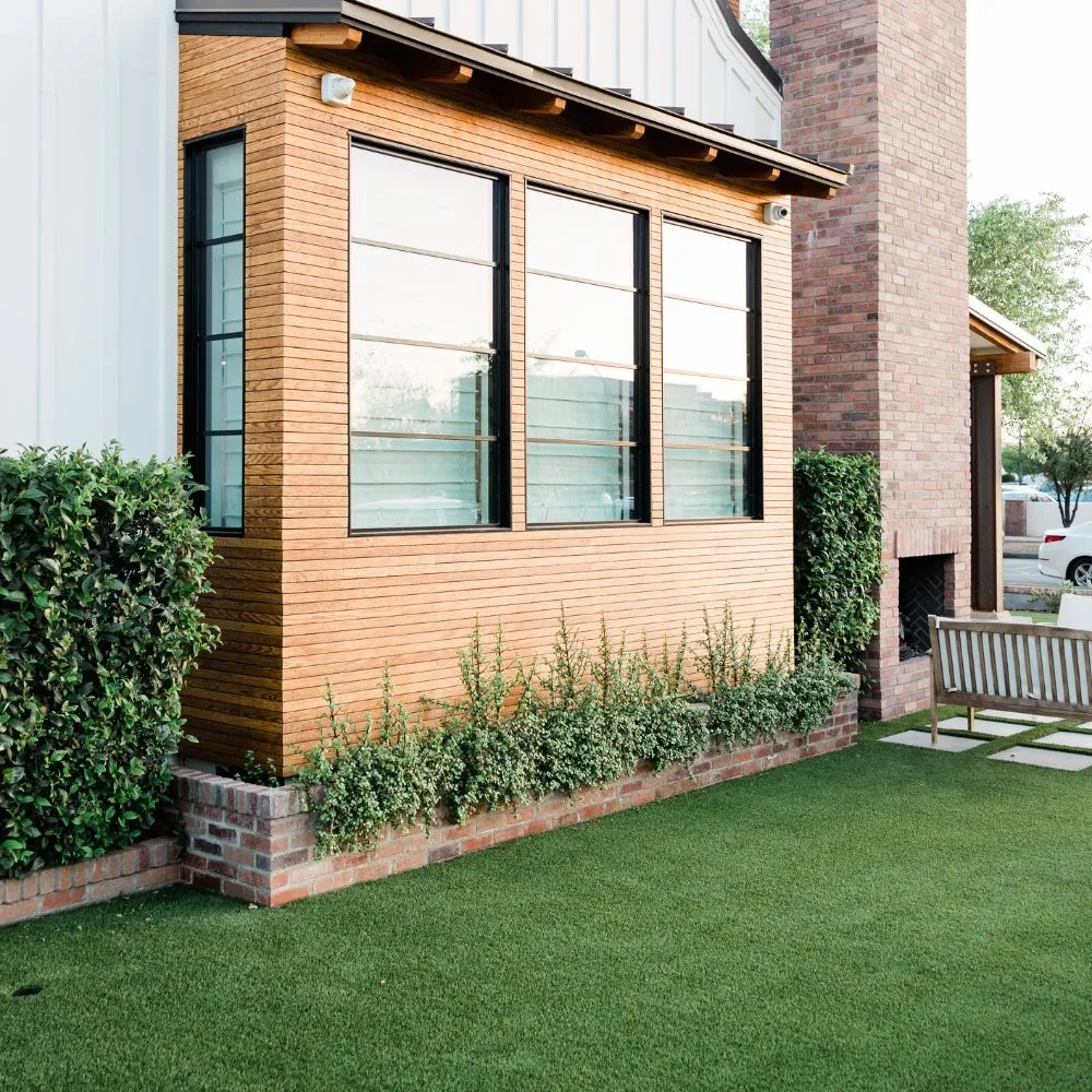 house with artificial grass