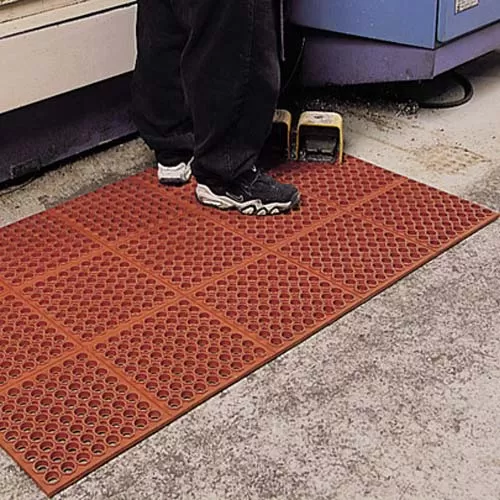 Red rubber with holes anti fatigue mat