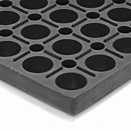 American Floor Mats Slip Resistant Black 3' x 5' Rubber Drainage Mat 3/8  inch Thickness