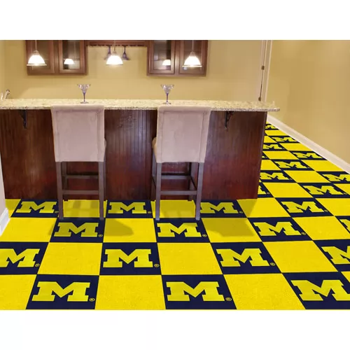 University Of Michigan Carpet Tiles 18x18 Inches Basement Home Use