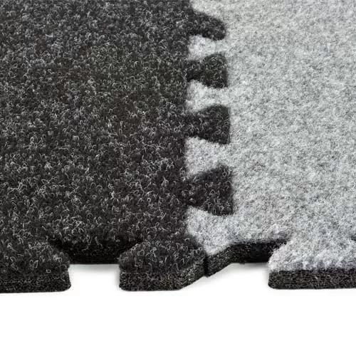 Carpet Tiles with foam backing 2 tiles interlocked