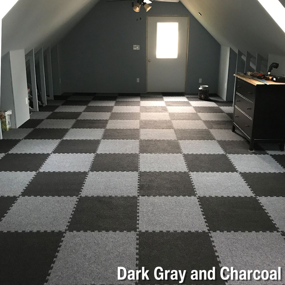 Royal Interlocking Carpet Tiles Checkerboard Pattern in Loft