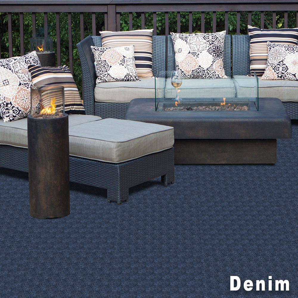 Smart Transformations Crochet 24x24 In Carpet Tile 15 per case denim patio