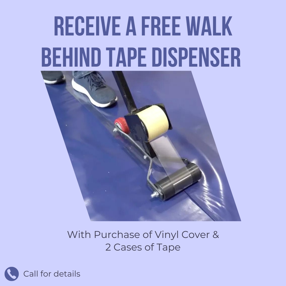 free walk behind tape dispenser free with purchase of vinyl gym floor covers and a case of tape