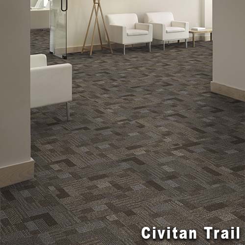 Cityscope Commercial Carpet Tile 24x24 Inch Carton of 24 Civitan Trail Install Quarter Turn