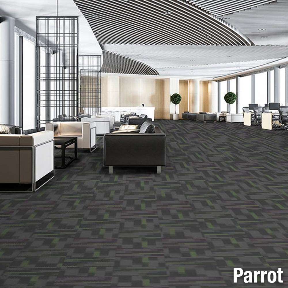 carpet tiles installed in office in quarter turn pattern