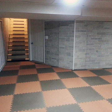 Installing foam tiles for basement flooring
