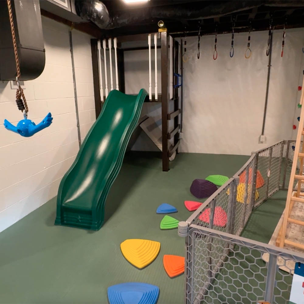 indoor playground flooring tiles in basement play area