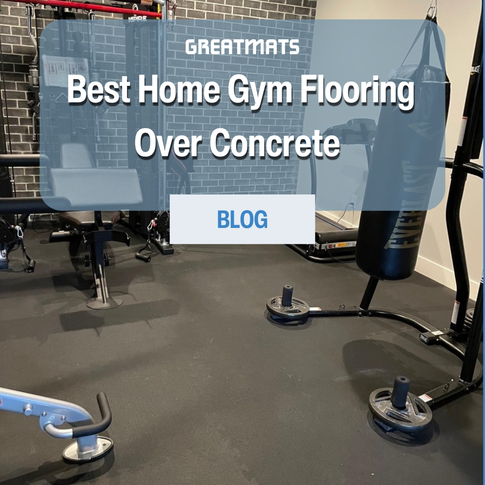 Home gym flooring over concrete floor in basements