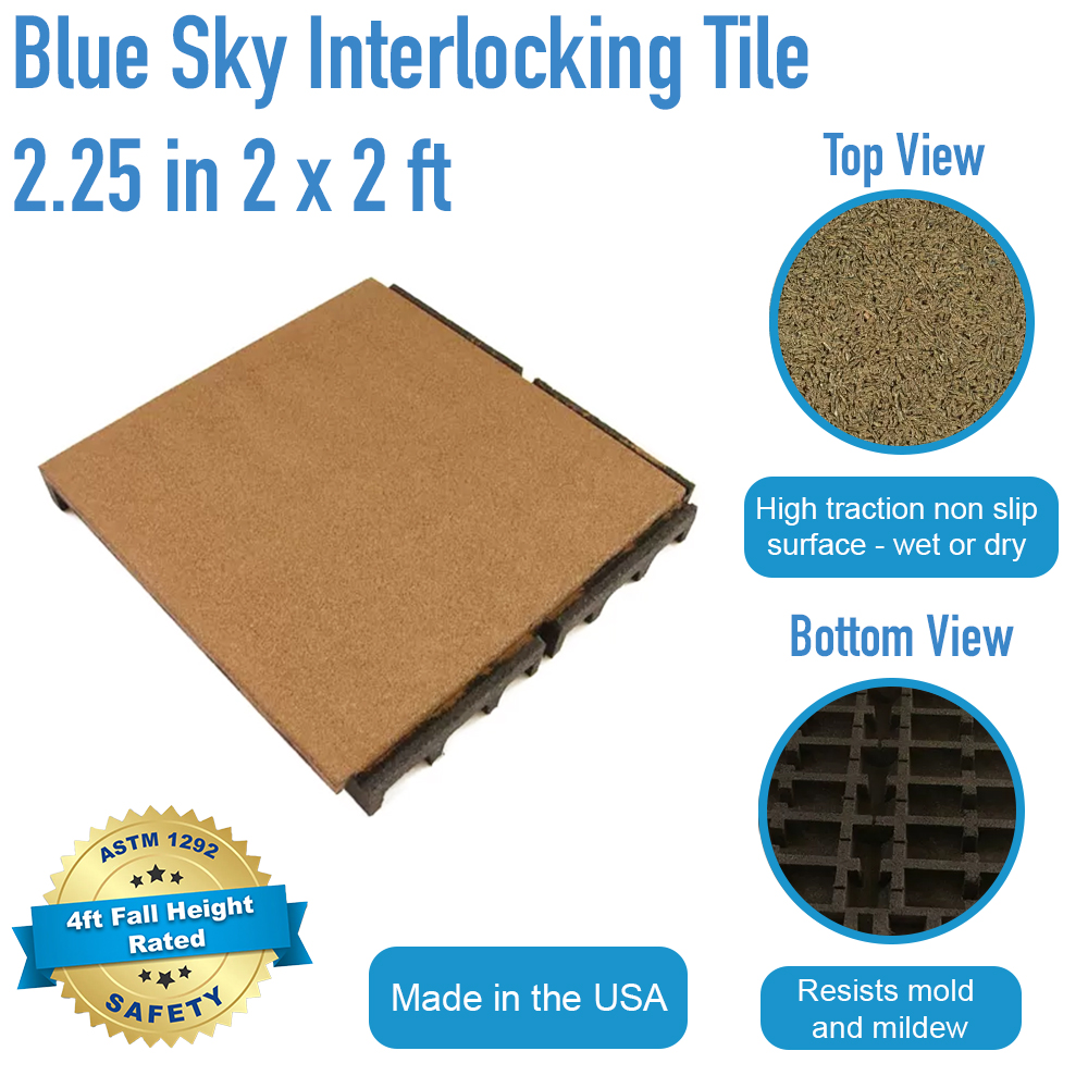 Blue Sky Playground Interlocking Tile 3.25 in Colors infographic.
