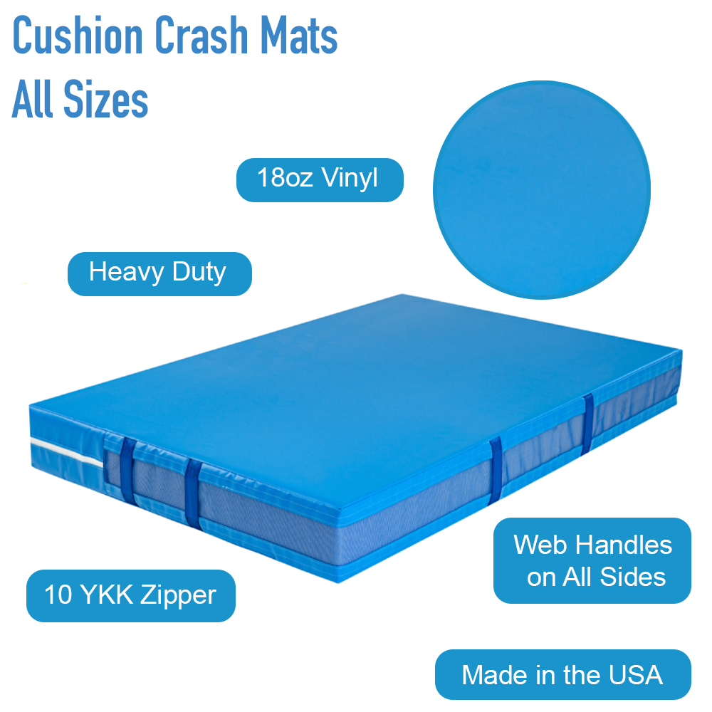 Skill Cushion Crash Mats All Sizes infographic.