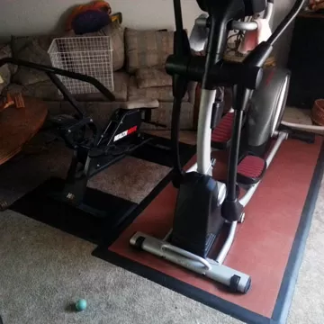 Workout flooring over online carpet