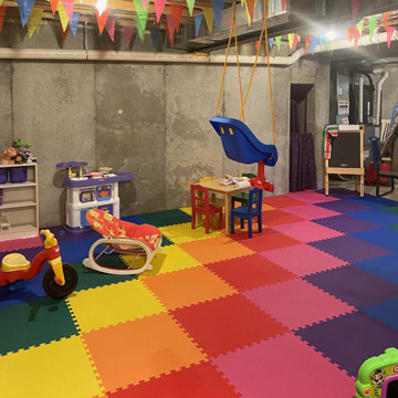 puzzle mat rainbow basement kids