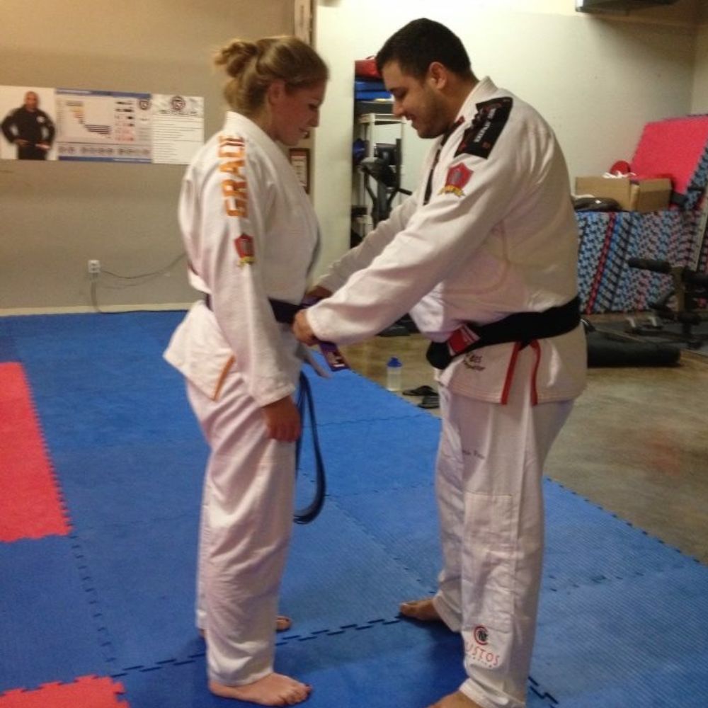 Rafael Ellwanger Promotes Brea to Purple Belt on Greatmats Grappling MMA Mats