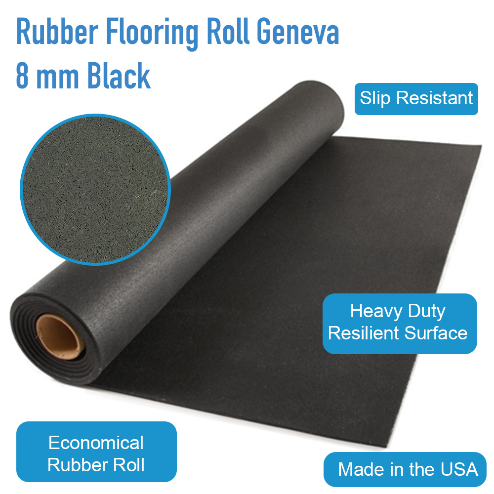 Rubber Flooring Rolls 8 mm 25 Ft Black infographic