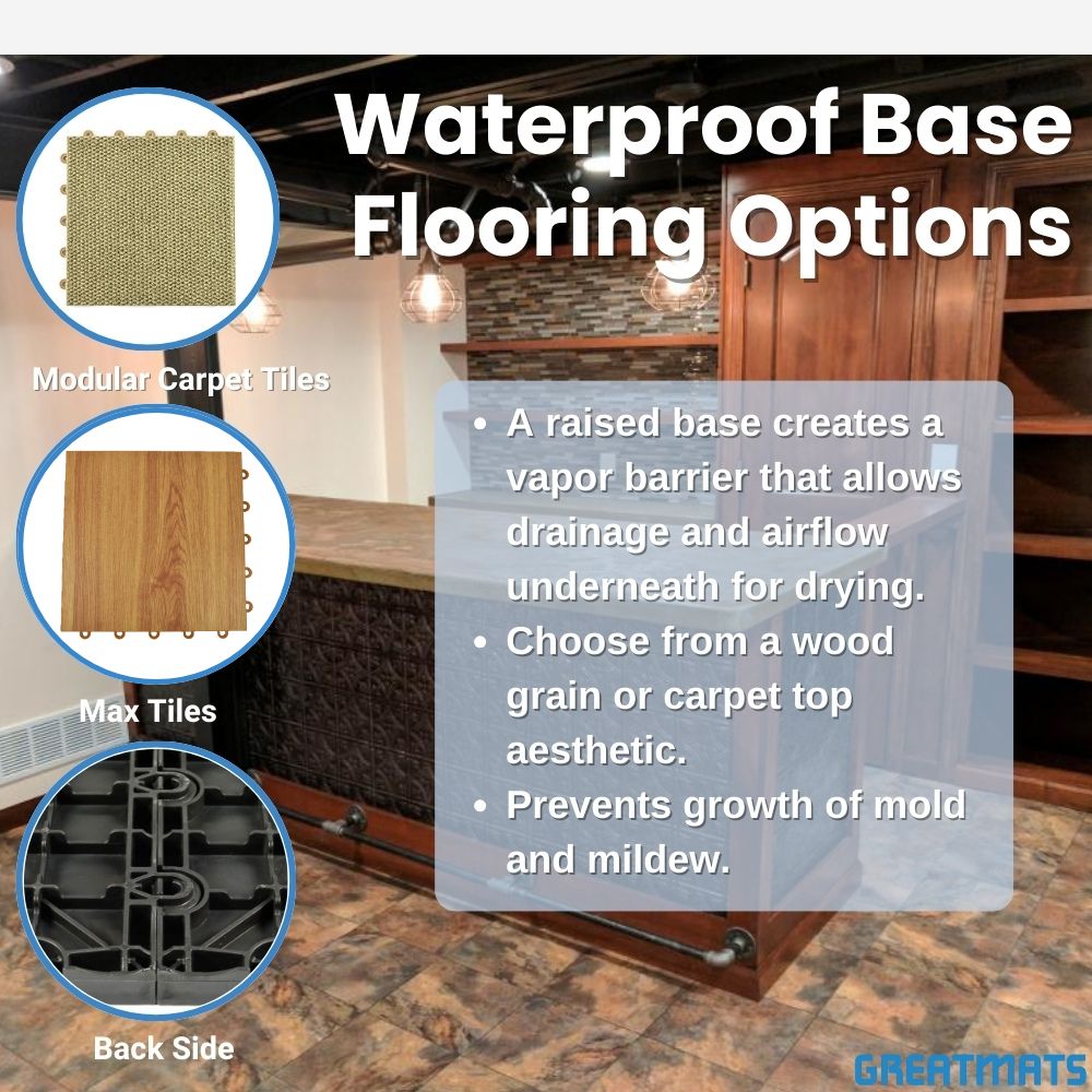 waterproof base basement floor tile options infographic