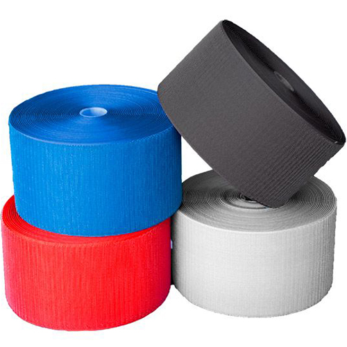 Rolls in blue, red, black and light gray Flexi-Roll Cheer Gymnastic Carpet Hook Fastener 4 Inch x 10 Ft. 