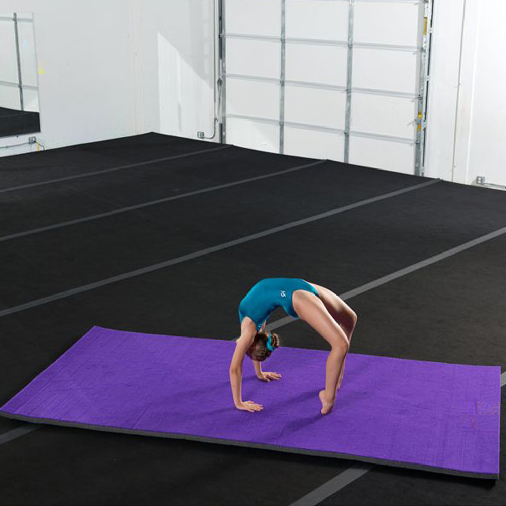 Purple Home Cheer Flexi-Roll Carpet Practice Mat 1-1/4 Inch x 5x10 Ft. practicing back bend