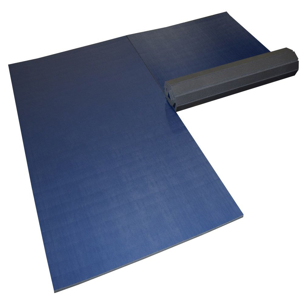 Home Wrestling Flexi-Connect Mat Smooth Surface without Marks 1-1/4 Inch x 10x10 Ft. Navy Blue side by side