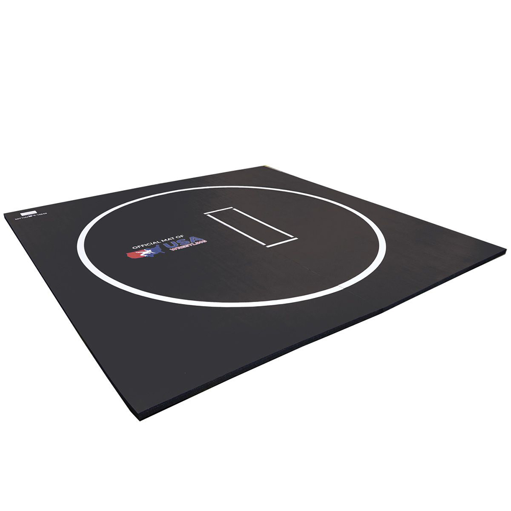 Black Home Wrestling Flexi-Roll Practice Mat Smooth with Circle and Marks 1-1/4 Inch 10x10 Ft rolled out