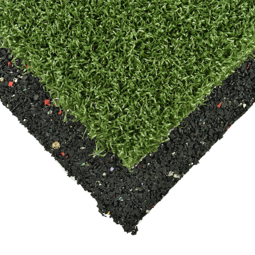 TurfShok Rubber Underlay 8 mm x 4 Ft. Wide per SF corner with turf laid over the top