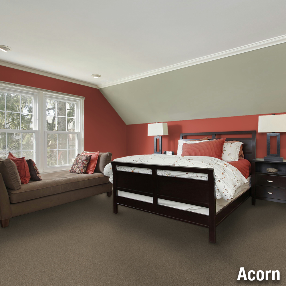 Easy Street Peel and Stick Carpet Tiles 3/4 Inch x 18x18 Inches 10 Per Carton bedroom install in Acorn