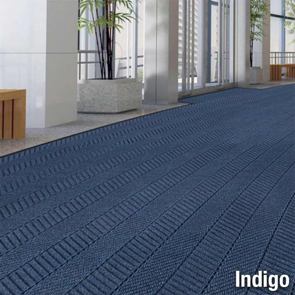 Waterhog Eco Elite Roll Goods Indoor Outdoor Matting 6 x 67 ft indigo entrance.