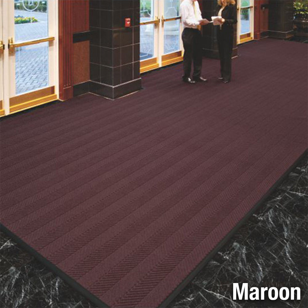 Waterhog Eco Elite Roll Goods Indoor Outdoor Matting 6 x 67 ft maroon entrance.