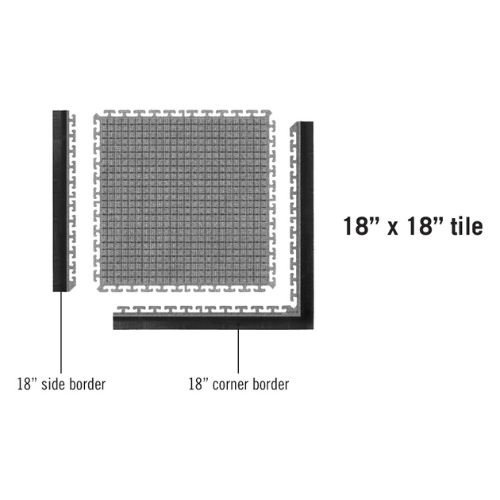 Waterhog Modular Tile Square Side Border 18 inch diagram