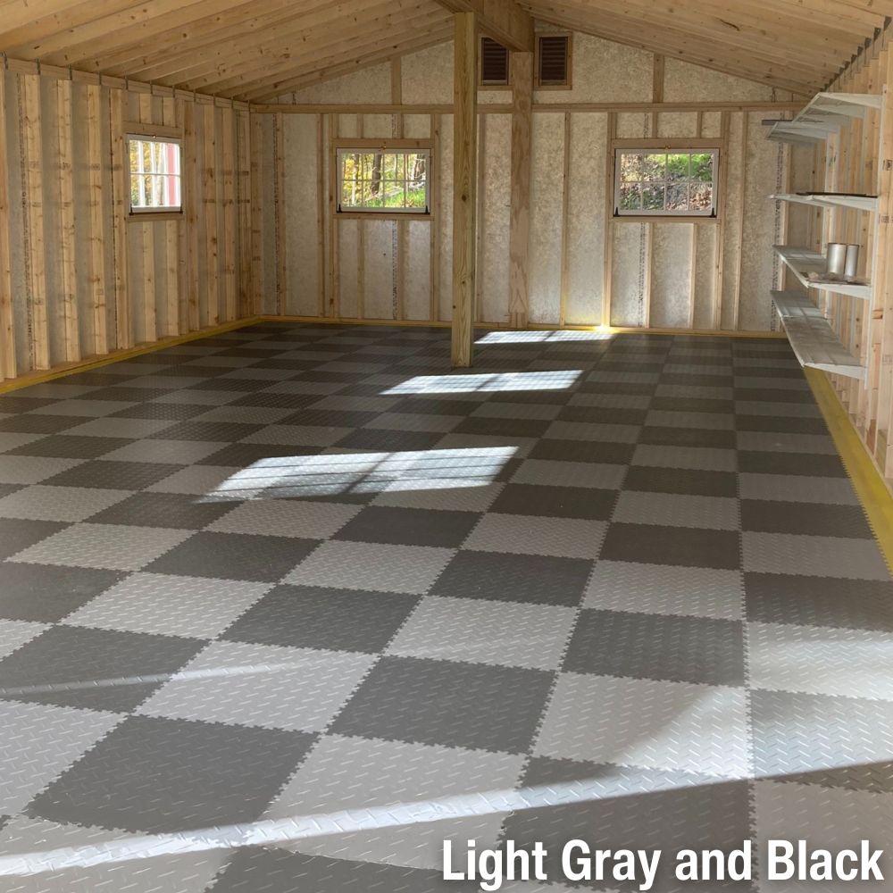 SupraTile 4.5 mm Diamond Pattern Black / Grays garage install