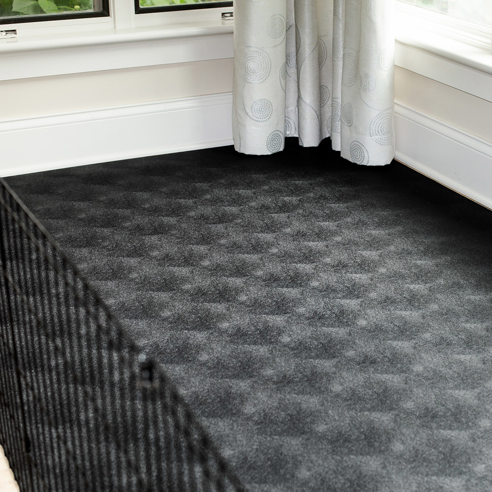 Kennel with midnight black G-Floor Protective Kennel Floor Mat Levant Texture 55 mil x 5x10 Ft.