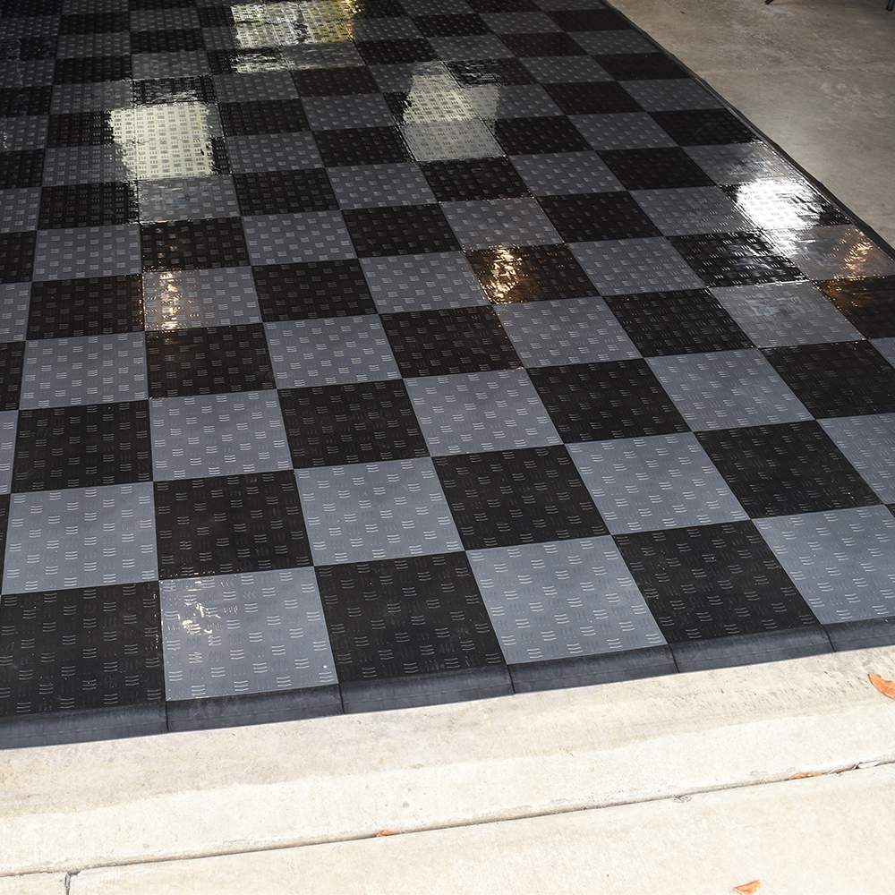 border ramps used on garage flooring tiles