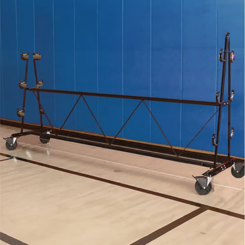 gym floor cover storage rack partially assembled