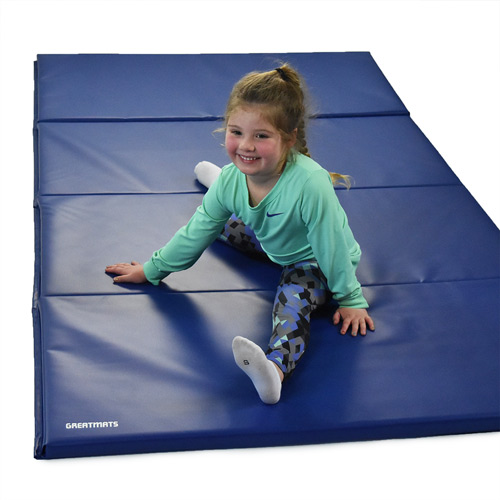 Greatmats Folding Gym Mats 2V | 4x8 ft x 1-3/8 inch | Kids Gymnastics Mats | Kids Tumbling Mats | 15.5 oz Vinyl | Color: Blue