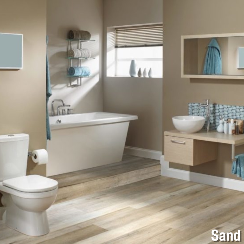 Mediterranean Scene Laminate SPC Flooring 36.02 Sq Ft per Carton Bathroom Sand