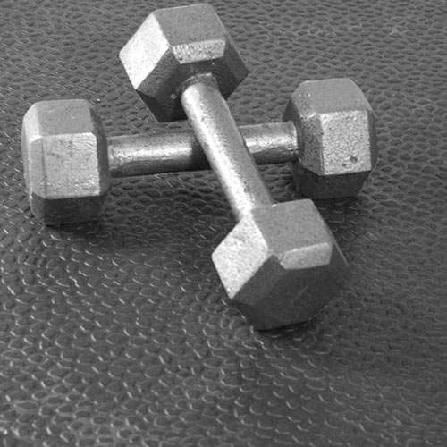 Home Gym Flooring Mats Workout Room showing weights on the tiles